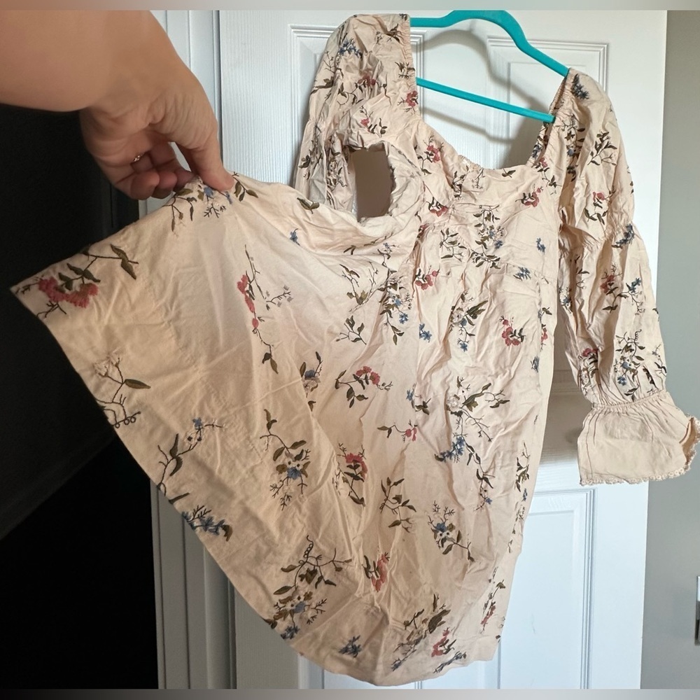 Anthropologie Embroidered Mini Dress NWT — Sand S | Cottagecore Boho - Picture 8 of 16